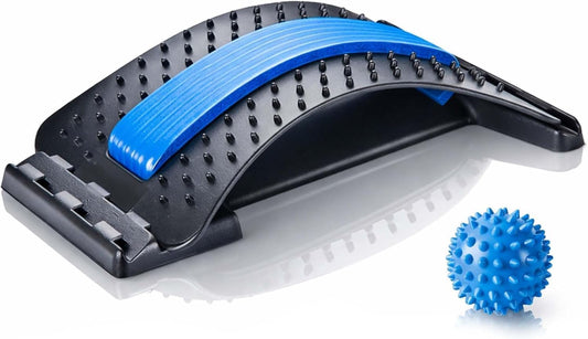 Spine Decompression Back Stretcher with Massage Ball - 3 Level Adjustable