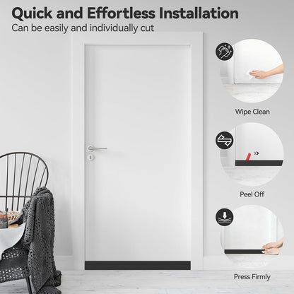 Ohuhu Door Draft Stopper, 1" Wide Adhesive Weather Stripping Seal, 39" | self-adhesive silicone, for interior exterior doors, 3-layer soundproof, save energy, blocks drafts, noise, light, dust, bugs