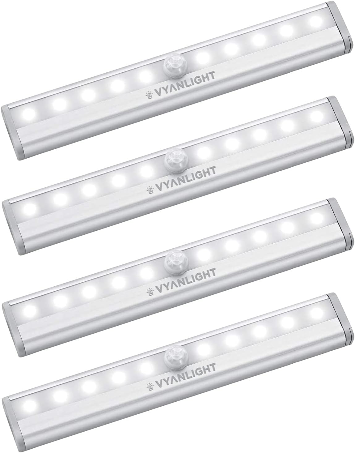 VYANLIGHT Under Cabinet Lighting – Motion Sensor Closet Lights, Battery Operated LED Strip Light Bar, Stick-On Wireless Indoor Lights for Kitchen, Pantry, Hallway, Stairs, 4 Pack