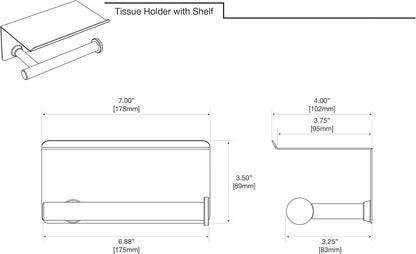 Gatco 1420 Latitude II Toilet Paper Holder with Shelf, Wall Mounted Bathroom Tissue Holder, Chrome