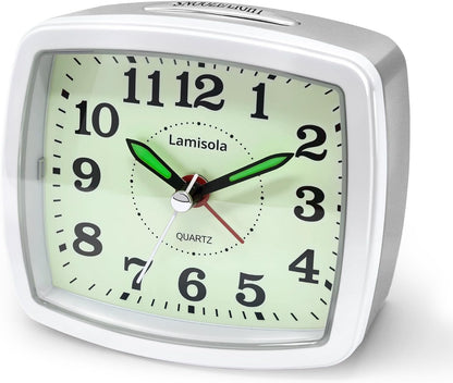 Lamisola Analog Travel Alarm Clock for Bedroom, Small Desk Clock Black