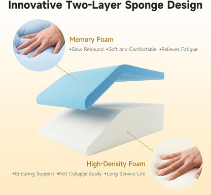 Leg Pillow Elevation Blood Circulation, 23.2×16.5×7.5in, White | Leg Elevating Pillows for After Surgery, Foot Knee Pillow for Back Pain, Memory Foam Wedge for Elevation for Leg Swelling