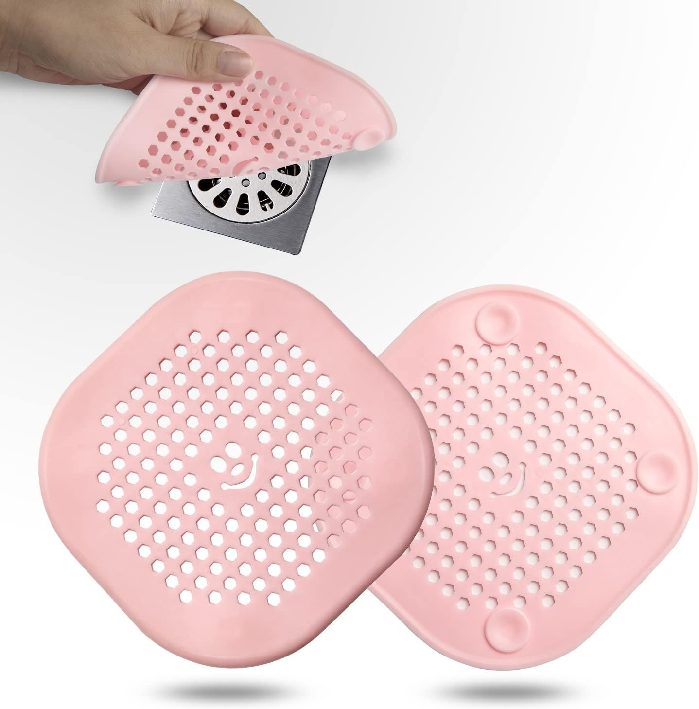 2 Pack Drain Hair Catcher Silicone Bathroom Accessories Shower Drain Protector Sink Drain Strainer Hair Stopper for Shower Kitchen Bathroom Tub Grey