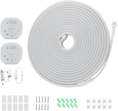 Motion Sensor LED Strip Lights - Chasing Effect Auto ON/Off for Stairs, Bedroom, Under Cabinet - 16.4ft White, Intelligent Motion Sensor Stair Lights