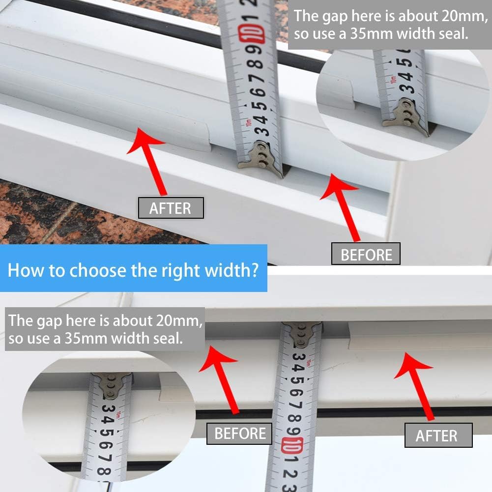 TAROSE Weather Stripping Door Seal, 33 Feet Long Transparent (Width 25mm) | Shower Door Seal Strip, Adhesive Silicone Tape, Door Draft Stopper, Blocks Drafts and Noise, for Doors & Windows