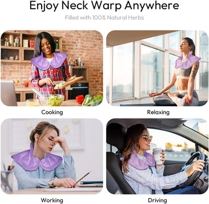 MORLIDEN Microwavable Heated Neck Wrap Warmer and Shoulder Weighted Heating Pad Microwave for Hot and Cold Compress - Purple