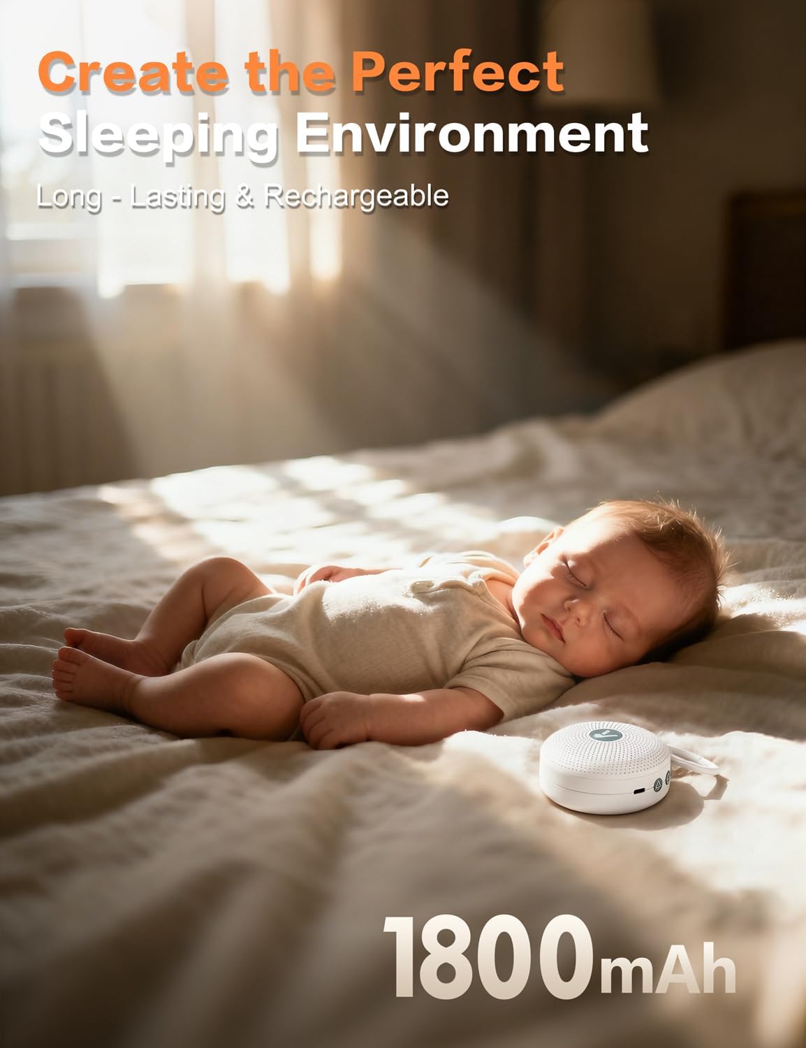 Portable Sound Noise Machine for Baby Kids Adult with 21 Natural Soothing Sounds, Powerful Battery, 32 Levels of Volume, Noise Canceling for Office & Sleeping, Sound Timer Therapy for Home, Travel