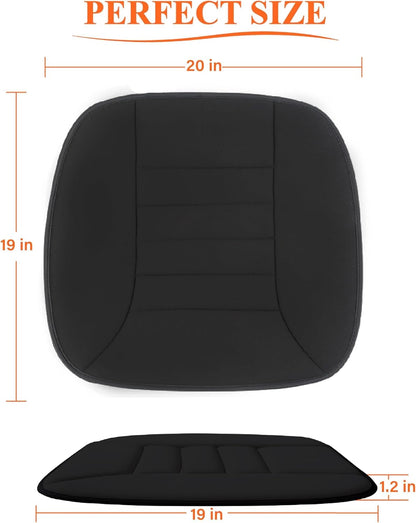 kingphenix Memory Foam Car Seat Cushion for Driver and Office Chair Comfort | 1.2-Inch-Thick Memory Foam Seat Pad, Soft, Breathable Fabric, Non-Slip Silicone Bottom for Long Drives and Office Use, Black