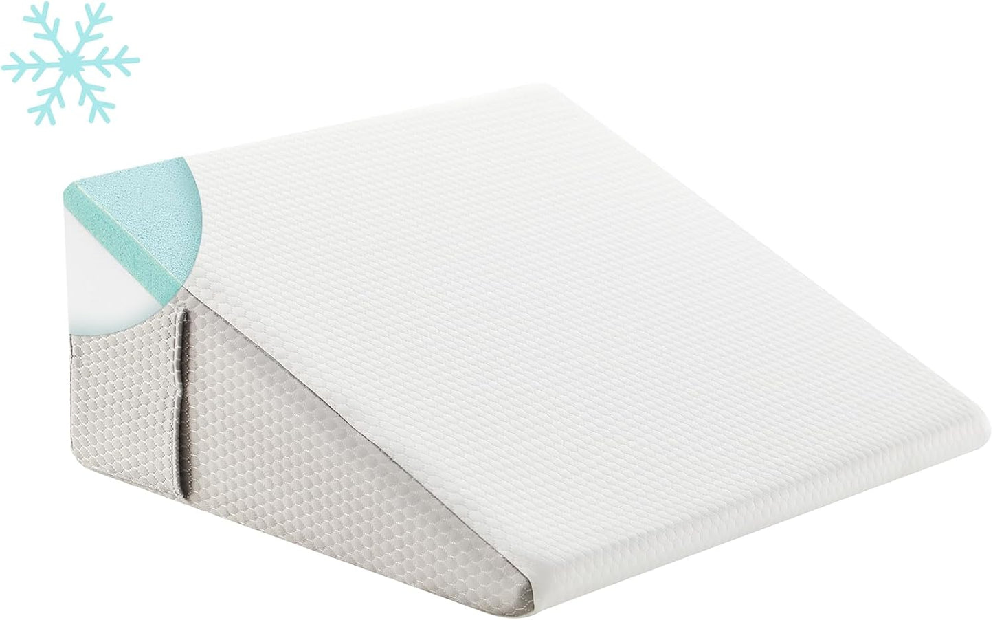 Bedluxe Wedge Pillow, 10 inch Bed Wedge Pillow for Headboard, Pillow Wedge for Acid Reflux Relief, Sleeping, Back Pain Relief, Snoring, Triangle Pillow Wedge, White/Grey