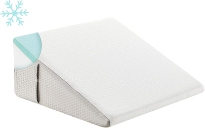 Bedluxe Wedge Pillow, 10 inch Bed Wedge Pillow for Headboard, Pillow Wedge for Acid Reflux Relief, Sleeping, Back Pain Relief, Snoring, Triangle Pillow Wedge, White/Grey