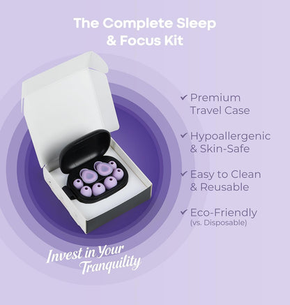 LC-dolida Aura Pro Sleep Earplugs, 38dB Higher Noise Reduction - Ultra-Soft Silicone for Snoring & Noise Blocking, Skin-Safe Custom Fit, Sleek & Reusable for Travel, Office(Purple)