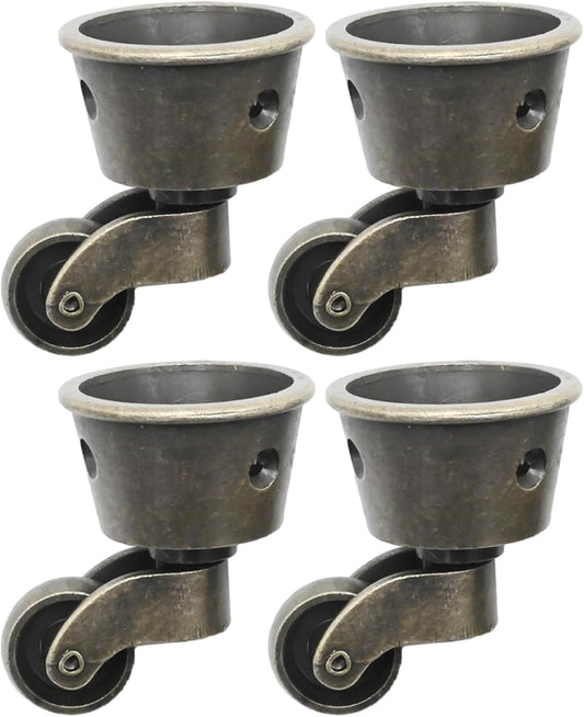Anxingo 4 Pack 2.32 x 1.77 Inch Antique Zinc Alloy Swivel Cup Casters, Furniture Caster Wheels Universal Metal Pulley Wheels for Chair Cabinet Patio Table Sofas 1-3/4 Inch OD Vintage Green Bronze