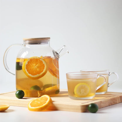 TMOST Glass Teapot with Spout Infuser 1600ml/54oz Glass Kettle Glass Pitcher Teapot for Loose Leaf Tea & Blooming Tea, Stovetop & Microwave Safe