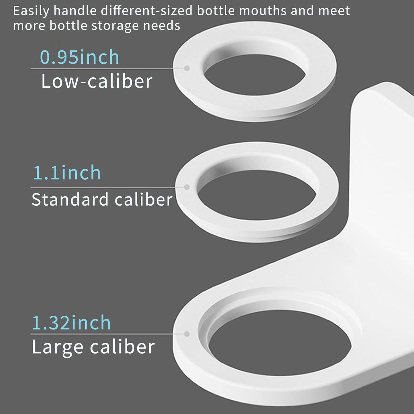 [Strong Adhesive] Shower Bottle Holder Wall Mounted, [Fits Most Pump Bottles] Drill-Free Soap Dispenser Rack for Bathroom & Kitchen, Minimalist Lotion & Shampoo Hook with 2 Size Adapter Rings - 1pcs