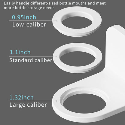 [Strong Adhesive] Shower Bottle Holder Wall Mounted, [Fits Most Pump Bottles] Drill-Free Soap Dispenser Rack for Bathroom & Kitchen, Minimalist Lotion & Shampoo Hook with 2 Size Adapter Rings - 1pcs