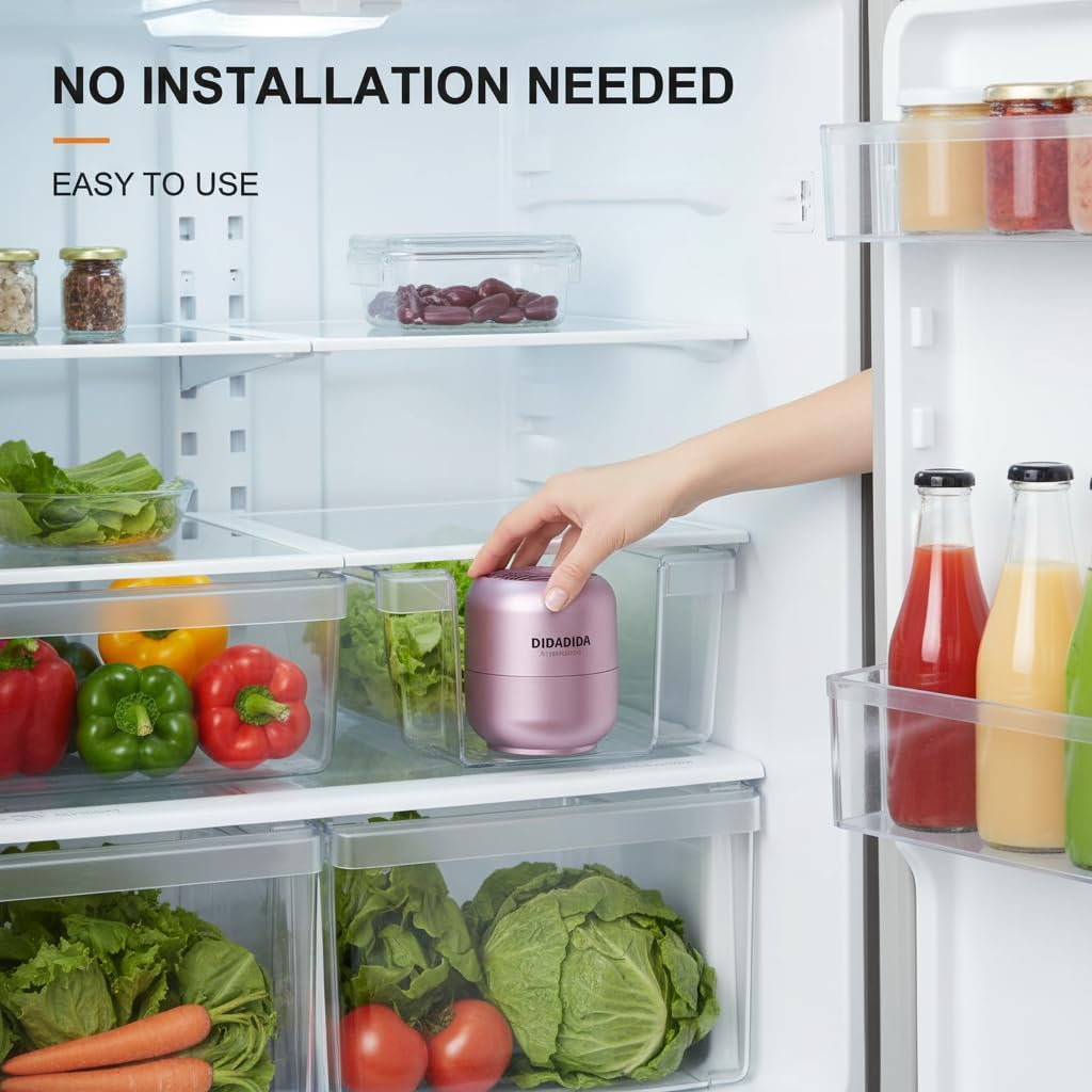 Refrigerator Deodorizer & Air Purifier | Eliminates 99% Odors, Long-Lasting Activated Charcoal Odor Absorber for Fridge & Home (Pink, 2PACK)