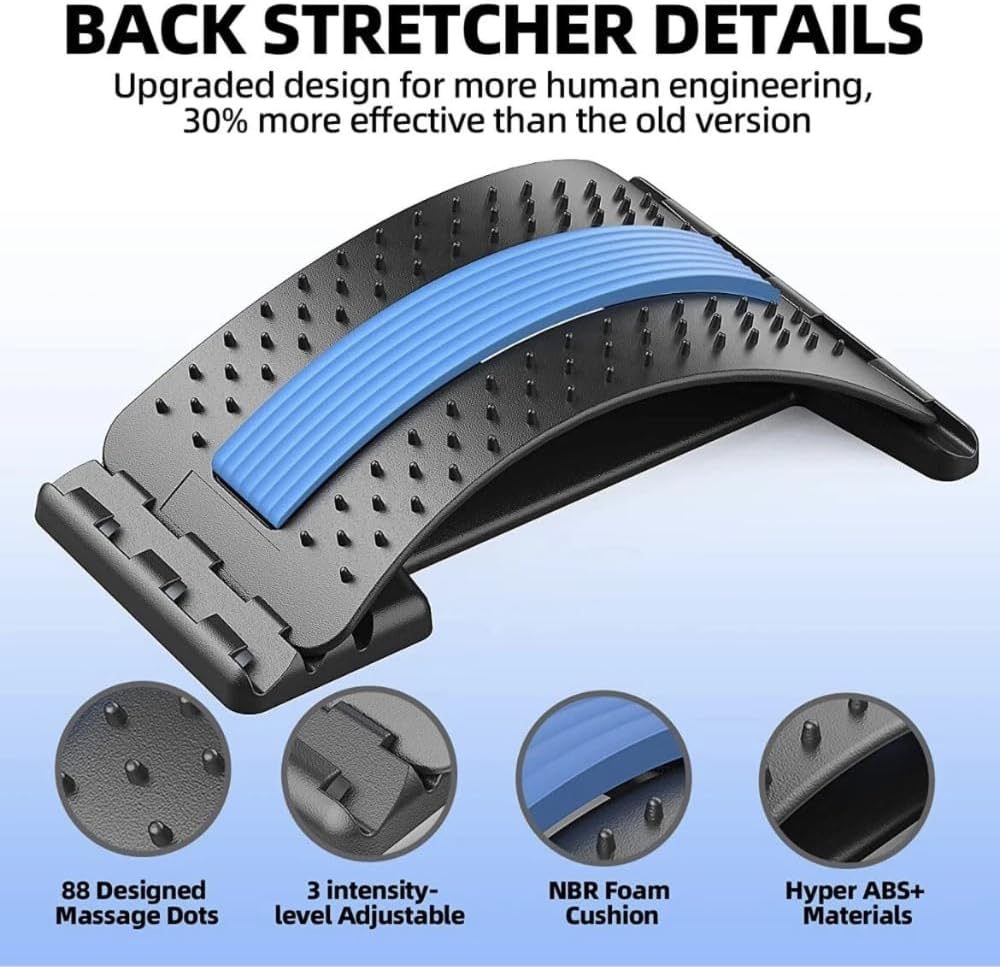 Back Stretcher for Lower Back Pain Relief – Lumbar Support Spine Stretcher with Adjustable Arch & Acupressure Points – Back Pain Relief Device for Posture Correction, Sciatica & Back Massager