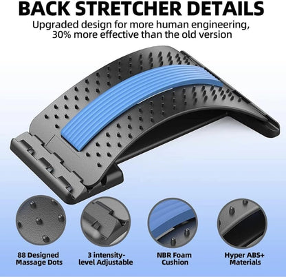 Back Stretcher for Lower Back Pain Relief – Lumbar Support Spine Stretcher with Adjustable Arch & Acupressure Points – Back Pain Relief Device for Posture Correction, Sciatica & Back Massager