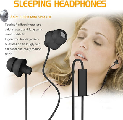 MAXROCK Sleep Earbuds,Ultra Soft Lightweight Sleep Earphones Headphones with Volume Control and Mic for Insomnia, Side Sleeper, Snoring, Air Travel, Meditation & Relaxation (Acid Blue)