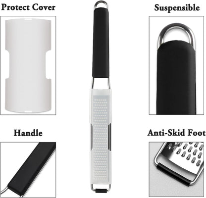 Cambom Lemon Zester Grater Three-piece Suit - Heavy Duty Kitchen Tool for Parmesan Cheese, Ginger, Garlic, Nutmeg, Chocolate, Vegetables，Fruits，Stainless Steel Grater Dishwasher Safe Black | 304 Stainless Steel, Sharp Tool for Parmesan Cheese, Ginger,