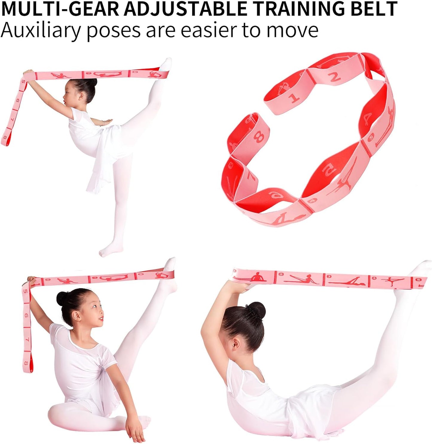 8 Loops Stretching Strap for Kids, Extended Dance Stretch Band Elastic for Ballet & Gymnastics, Children's Resistance Bands for Flexibility Training, Dance Equipment for Girls