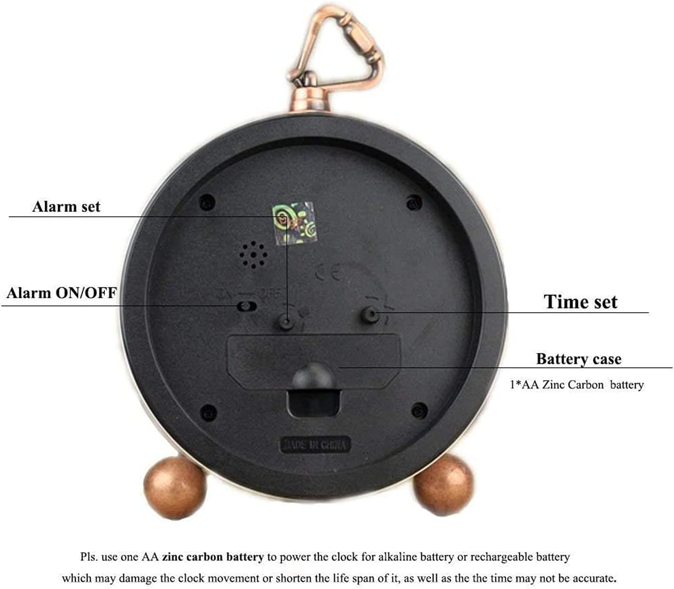 Maxspace 5.2in Analog Clock, Retro Silent Desk Clock Non-Ticking & Battery Operated with Quartz Movement,Clock Decor for Bedroom Living Room