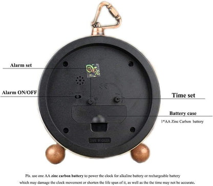 Maxspace 5.2in Analog Clock, Retro Silent Desk Clock Non-Ticking & Battery Operated with Quartz Movement,Clock Decor for Bedroom Living Room