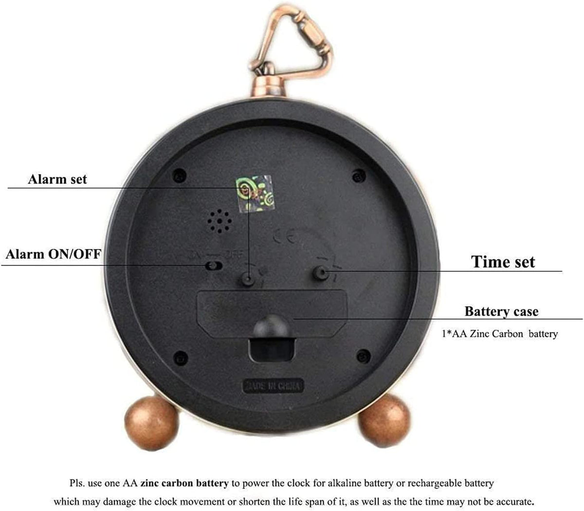 Maxspace 5.2in Analog Clock, Retro Silent Desk Clock Non-Ticking & Battery Operated with Quartz Movement,Clock Decor for Bedroom Living Room