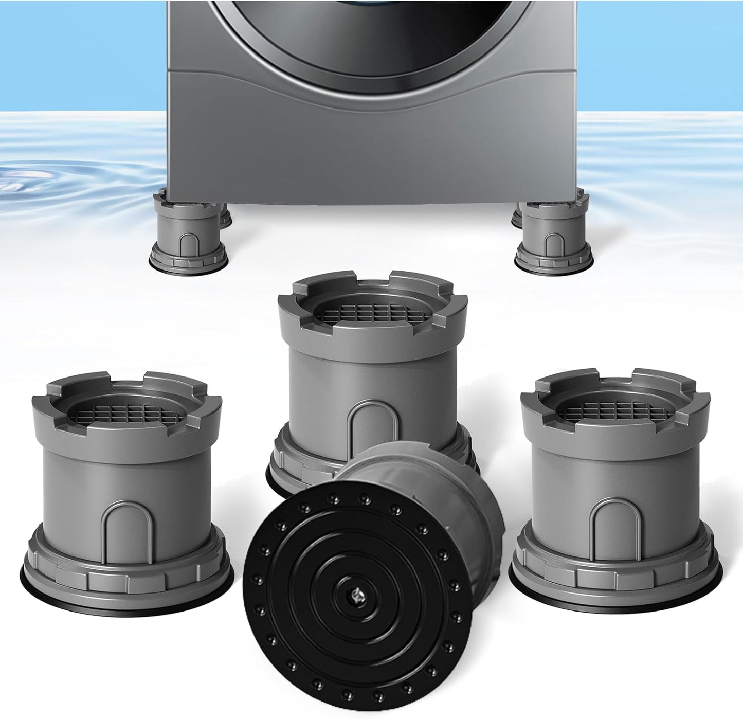 4Pcs Anti Vibration Pads for Washing Machine, Reduce Washer Dryer Moving | Washer and Dryer Pedestals,Prevents Noise Vibration Transfer, Antivibration Stabilizer Support Feet (Increase1.8in)