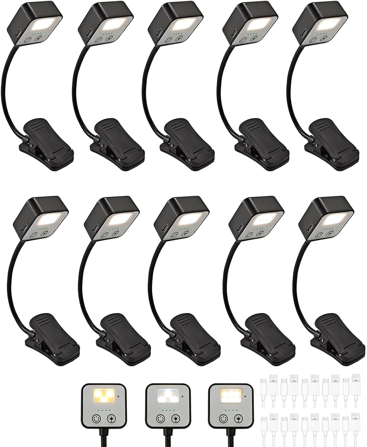 USB-C Rechargeable Book Light for Reading in Bed 3 Pack, LED Book Lights with 3 Color Temperature Reading Light, Easily Clip on to a Small Mini Lightweight Book Lights for Read Book Lovers