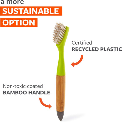 Full Circle Every-Crevice Detail Brush for Grout, White | Tough bristles & a sustainable bamboo handle reach deep into crevices, showers & grout