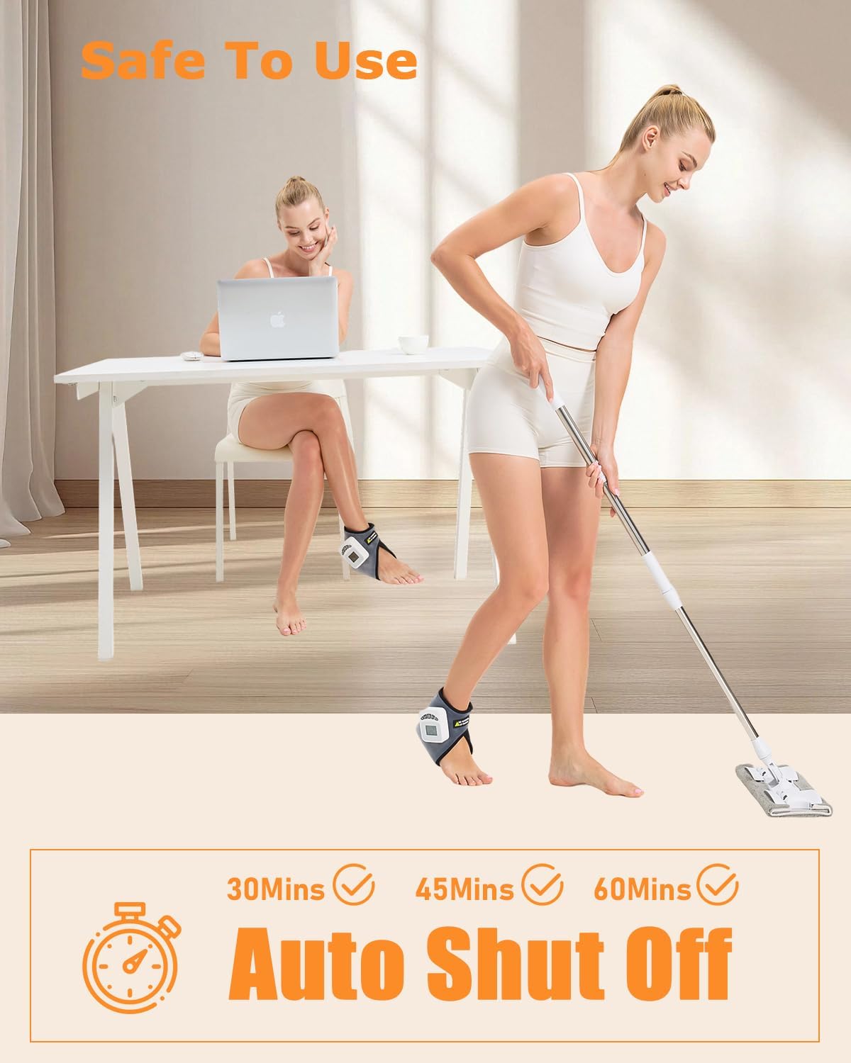 Cordless Leg Massager for Circulation and Pain Relief - 5000mAh Portable Heating Pad for Leg and Calf with 3-Level Vibration Massage, 104-140℉ Adjustable Temperature & 30/45/60 Min Timer