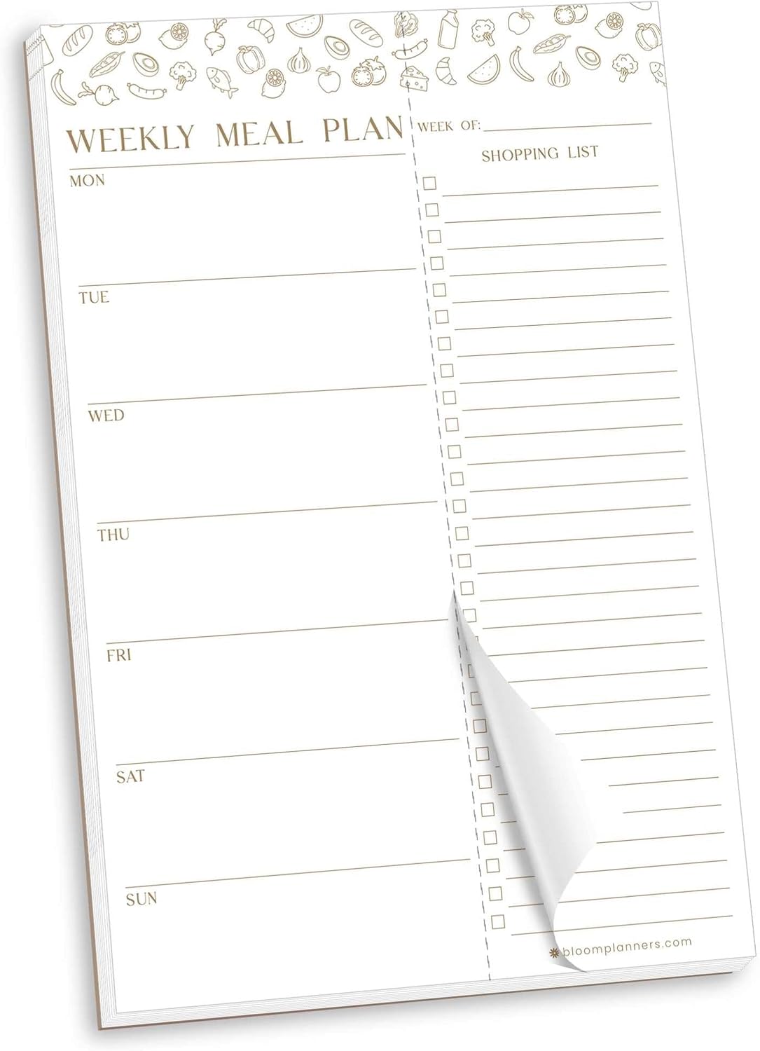 bloom daily planners Weekly Meal Planning Pad - Magnetic Hanging Refrigerator Menu Planner with Tear-Off Sheets & Perforated Grocery Shopping Lists - 6” x 9” (Pink Floral)