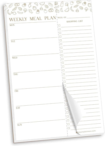bloom daily planners Weekly Meal Planning Pad - Magnetic Hanging Refrigerator Menu Planner with Tear-Off Sheets & Perforated Grocery Shopping Lists - 6” x 9” (Pink Floral)