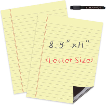Magnetic Dry Erase Board – 8.5”x11” Reusable Lined Dry Erase List Board for Fridge 2 Pcs – Marker Included