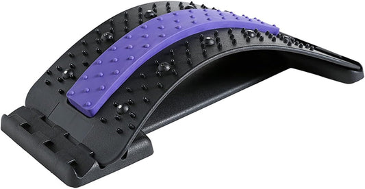 Lumbar Arc Shaped Traction Massager, Household Magnetic Therapy Back/Cervical/Lumbar Stretch Corrector, Back Relaxation&Pain Relief (Color : Black+Purple, Size : 38.5 * 16.8cm)