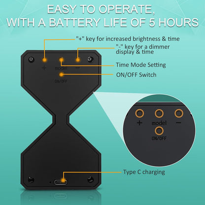 Digital Hourglass Visual Timer, LED Focus Timers | Gravity Flip Countdown Timer 1–30 Min, USB-C Rechargeable LED Focus Timers, Silent Desk Pomodoro Timer
