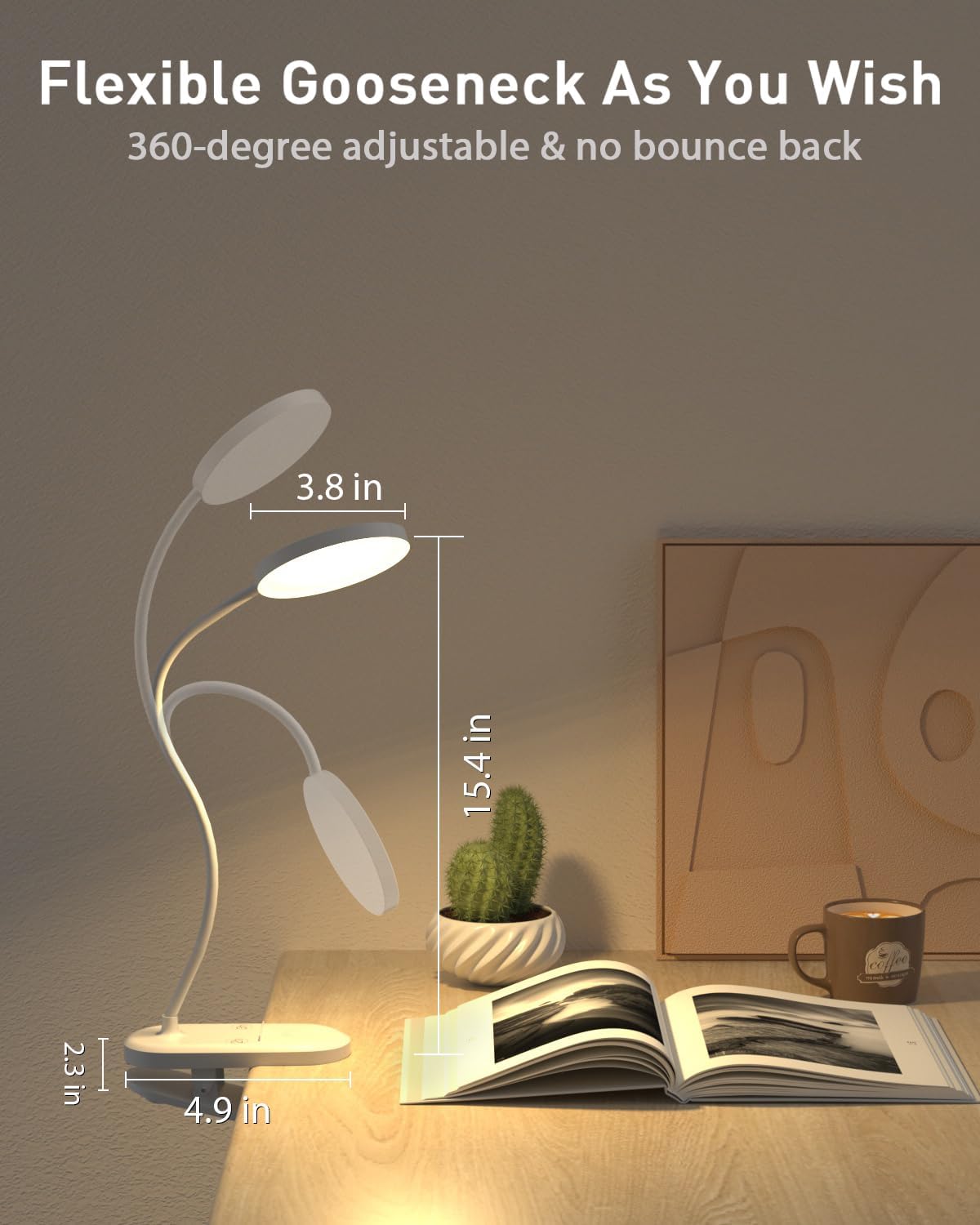 Red Book Light, Rechargeable Clip On 625nm LED Light for Reading | Timer, Red Light Sleep Aid, Bedside Lamp, For Workbench, For Kids & Studying