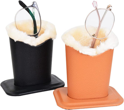 Baitaihem Pack of 2 Plush Lined Eyeglasses Holder Stand Protective Glasses Case For Desks Or Nightstands