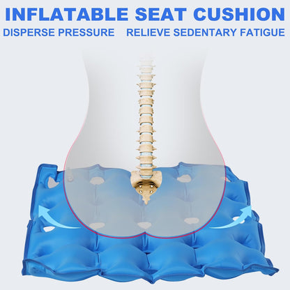 2-Pack Inflatable Waffle Cushion for Pressure Relief, Wheelchair Cushion for Pressure Redistribution, Portable Air Seat Cushions for Office Chair Car Seat, Breathable Seat Pad, Includes 1 Air Pumps