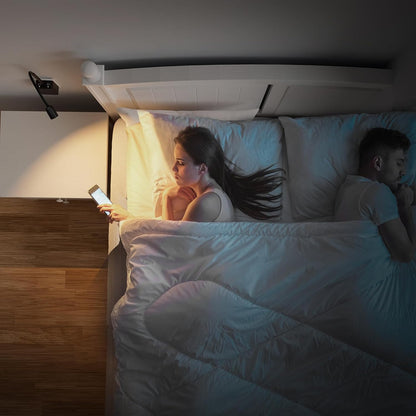Plug in LED Book Reading Spot Light, White Dimmable Wall Sconce Lamp with Power Plug and Outlet Extender for Kitchen Bedroom Living Room, 3 Lighting Colors, USB Output Charging Ports