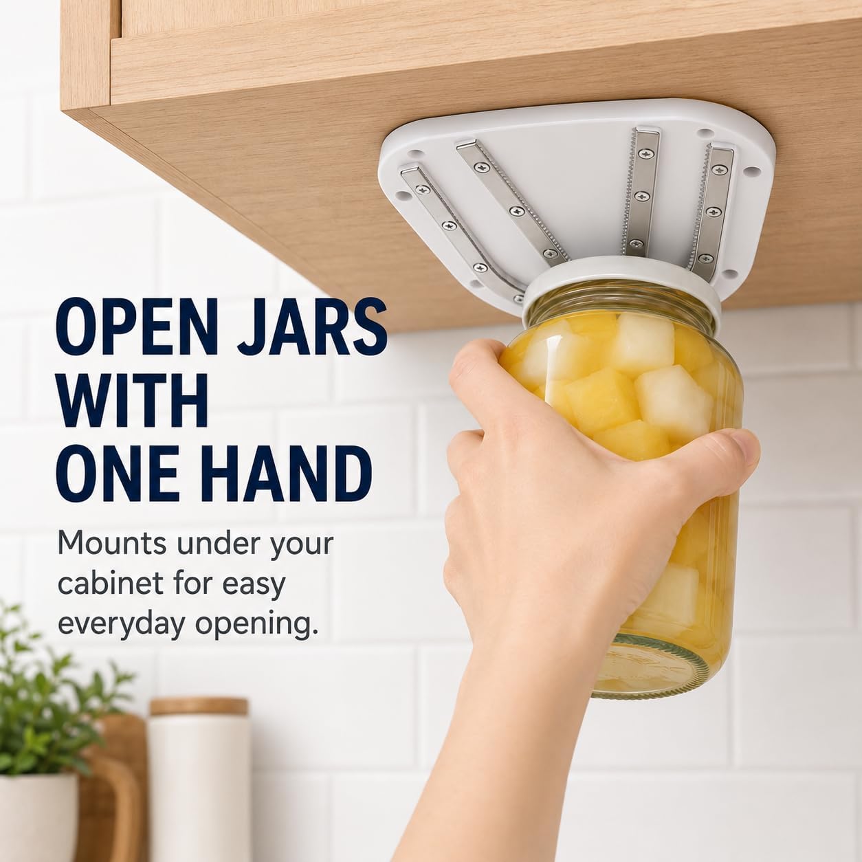 VURKO Under Cabinet Jar Opener Seniors Weak Hands V-Shape Grip Black