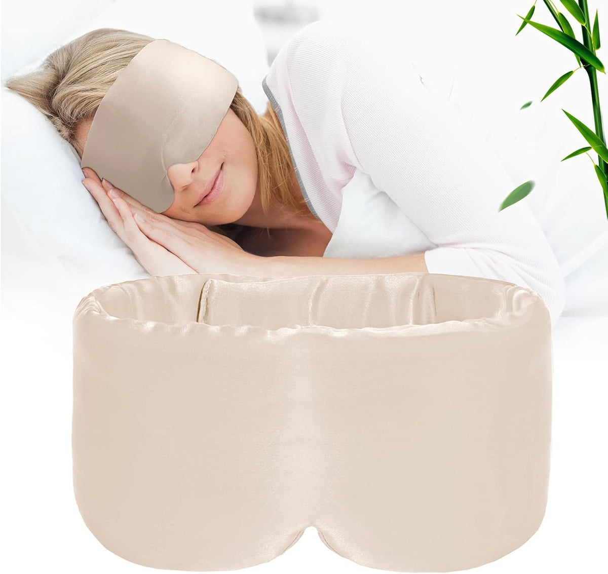 100% Handmade Bamboo Sleeping Eye Mask for Women for Men,Night Masks,Organic Sleep Mask,Blockout Eye Mask for Sleeping,Large Size Adjustable (Navy Blue)