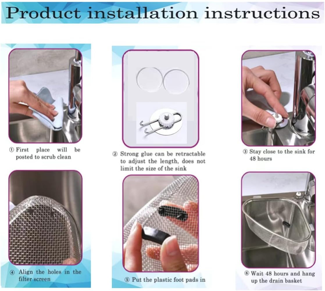 Kitchen Triangle Sink Strainer, Corner Sink Strainer, Multifunction Sink Drain Strainer Basket, Stainless Steel Food Catcher Strainer for Kitchen Waste, Vegetable, Fruits (Silver) (CF-001)