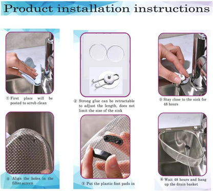 Kitchen Triangle Sink Strainer, Corner Sink Strainer, Multifunction Sink Drain Strainer Basket, Stainless Steel Food Catcher Strainer for Kitchen Waste, Vegetable, Fruits (Silver) (CF-001)