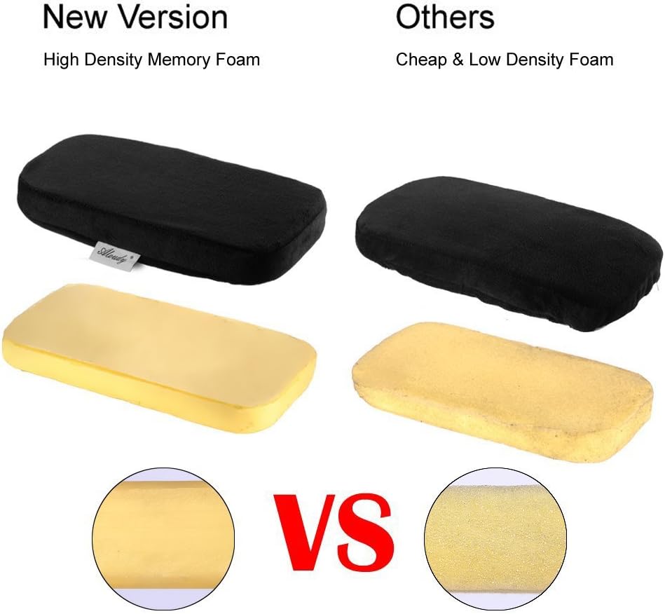 Aloudy Ergonomic Memory Foam Office Chair Armrest Pads, Comfy Gaming Chair Arm Rest Covers for Elbows and Forearms Pressure Relief(Set of 2), Stretch Fit, Black