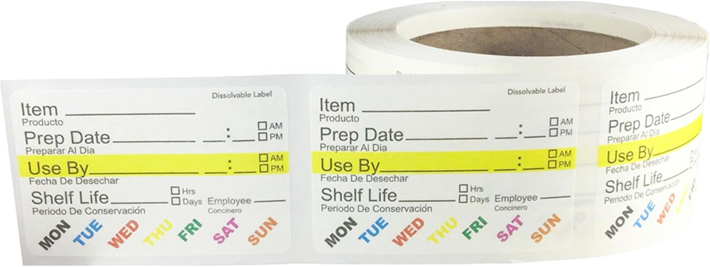 InStockLabels Dissolvable Food Rotation Labels, 2 x 3 Inch, 500 Labels | Rotation food stickers for kitchen and restaurant supplies, jars, containers, freezer storage, prep stations, and catering