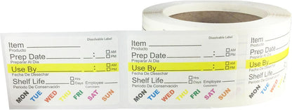 InStockLabels Dissolvable Food Rotation Labels, 2 x 3 Inch, 500 Labels | Rotation food stickers for kitchen and restaurant supplies, jars, containers, freezer storage, prep stations, and catering