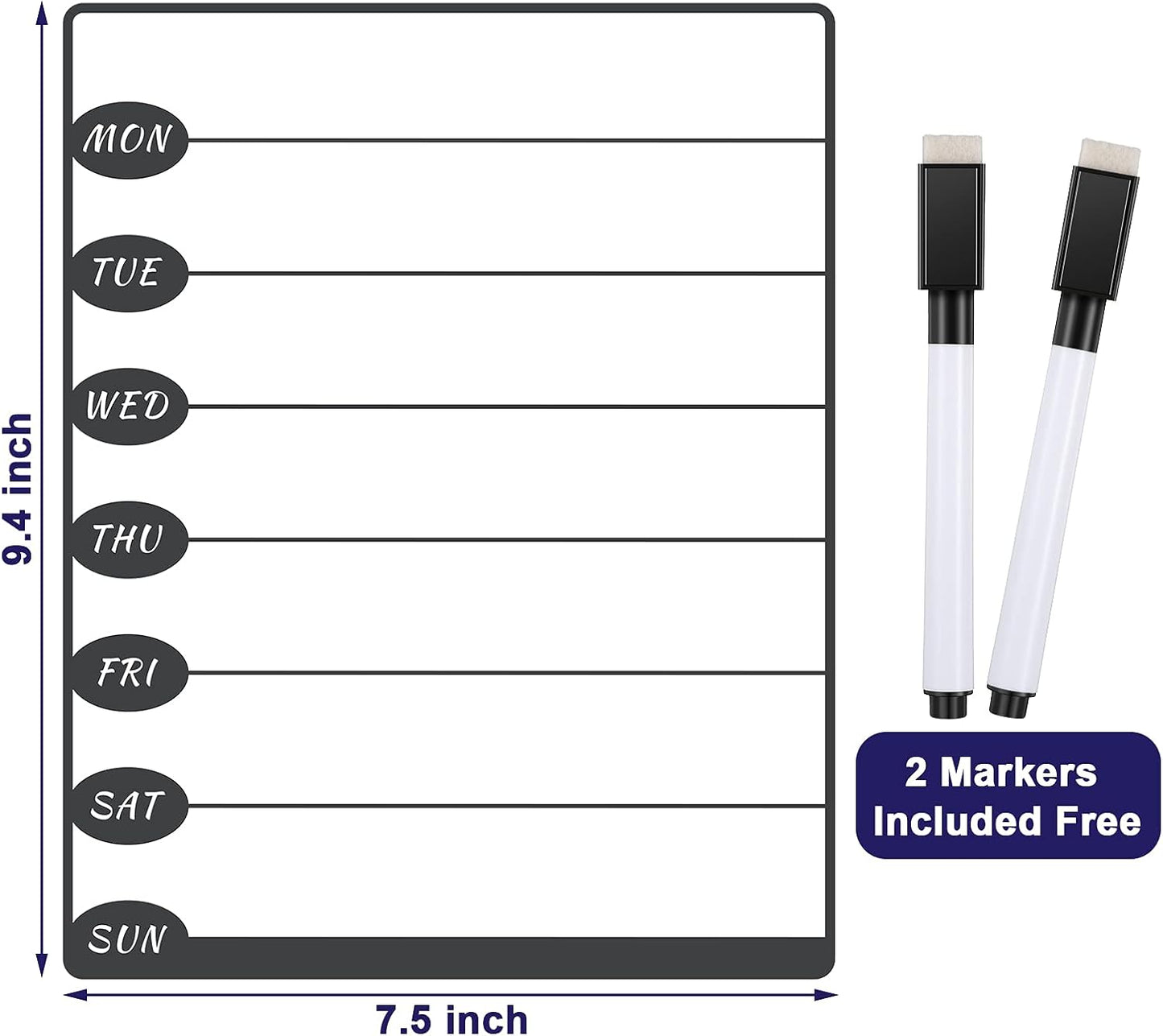Outus 2 Pieces Magnetic Weekly Dry Erase Boards Erasable Weekly Calendars Whiteboard Planners with 2 Pieces Markers for Office, Home, School Supplies (Color 1, 9.4 x 7.5 Inch)