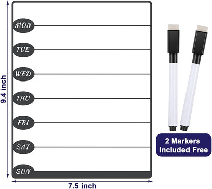 Outus 2 Pieces Magnetic Weekly Dry Erase Boards Erasable Weekly Calendars Whiteboard Planners with 2 Pieces Markers for Office, Home, School Supplies (Color 1, 9.4 x 7.5 Inch)